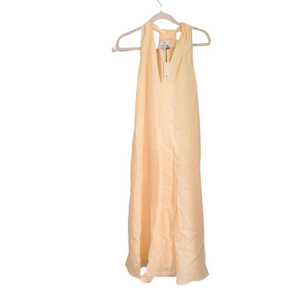Banana Republic Butter Yellow Cream Pauline Linen Midi Dress. Size M. NEW. - Picture 6 of 9